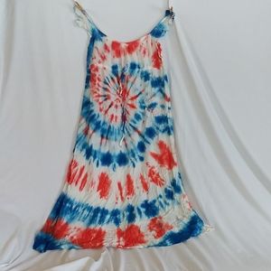 Fourth of july, tie-dye, womens dress, large